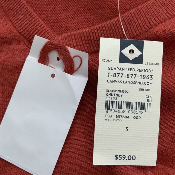 Lands' End Sweater Women Size S Rust Chutney Long Sleeve V-Neck - Picture 4 of 10
